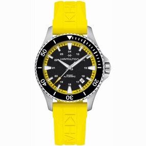 Hamilton Khaki Navy Scuba Auto Automatic Black Dial Yellow Rubber Strap Men's Watch H82395332