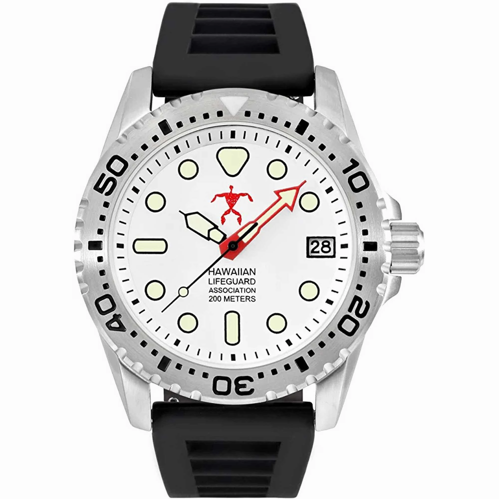 Hawaiian Lifeguard Association Men's Watch - Date Rotating Bezel White Dial | HLA 5404