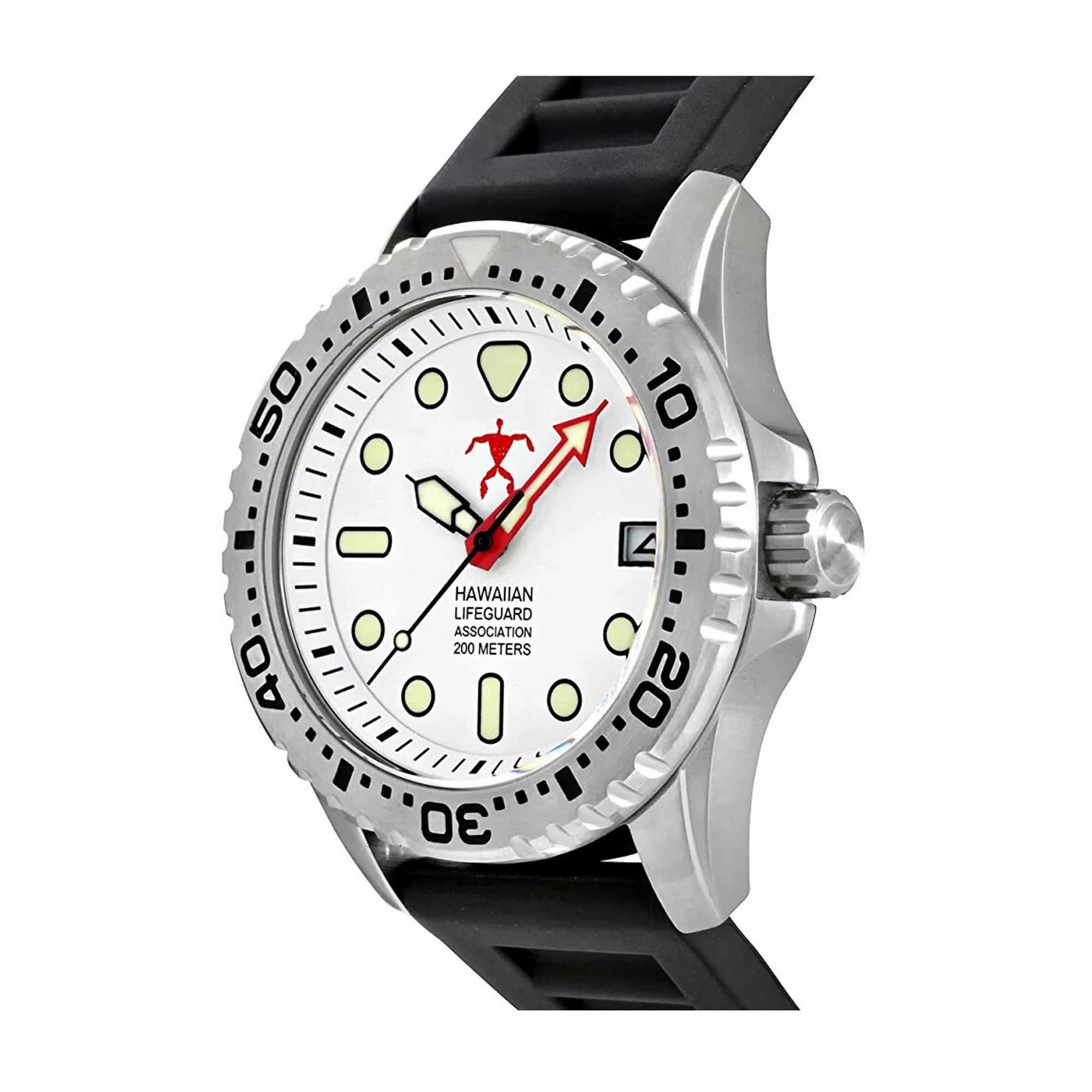 Hawaiian Lifeguard Association Men's Watch - Date Rotating Bezel White Dial | HLA 5404