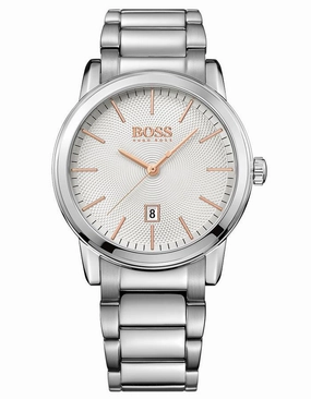 Hugo Boss Mens Watch - Textured Dial - Bracelet - Rose Gold-Tone Accents - Date