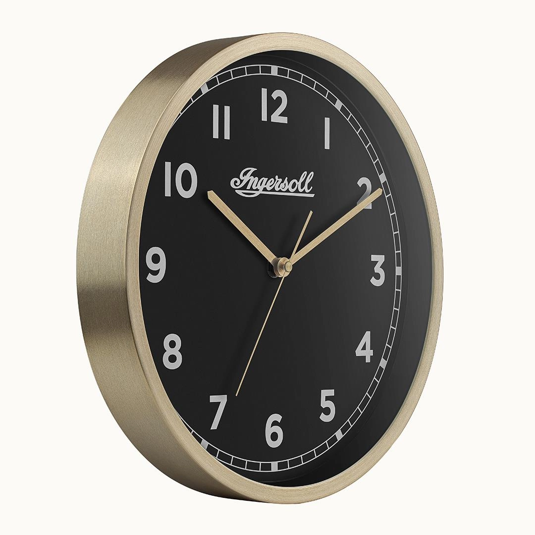 IC001GB INGERSOLL QUARTZ 30CM WALL CLOCK - GOLD/BLACK