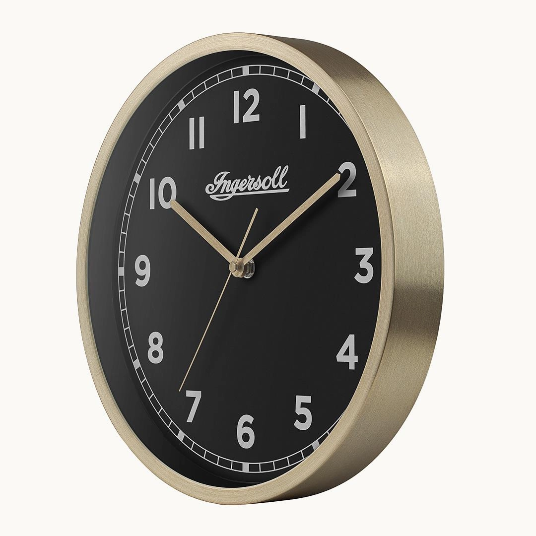 IC001GB INGERSOLL QUARTZ 30CM WALL CLOCK - GOLD/BLACK