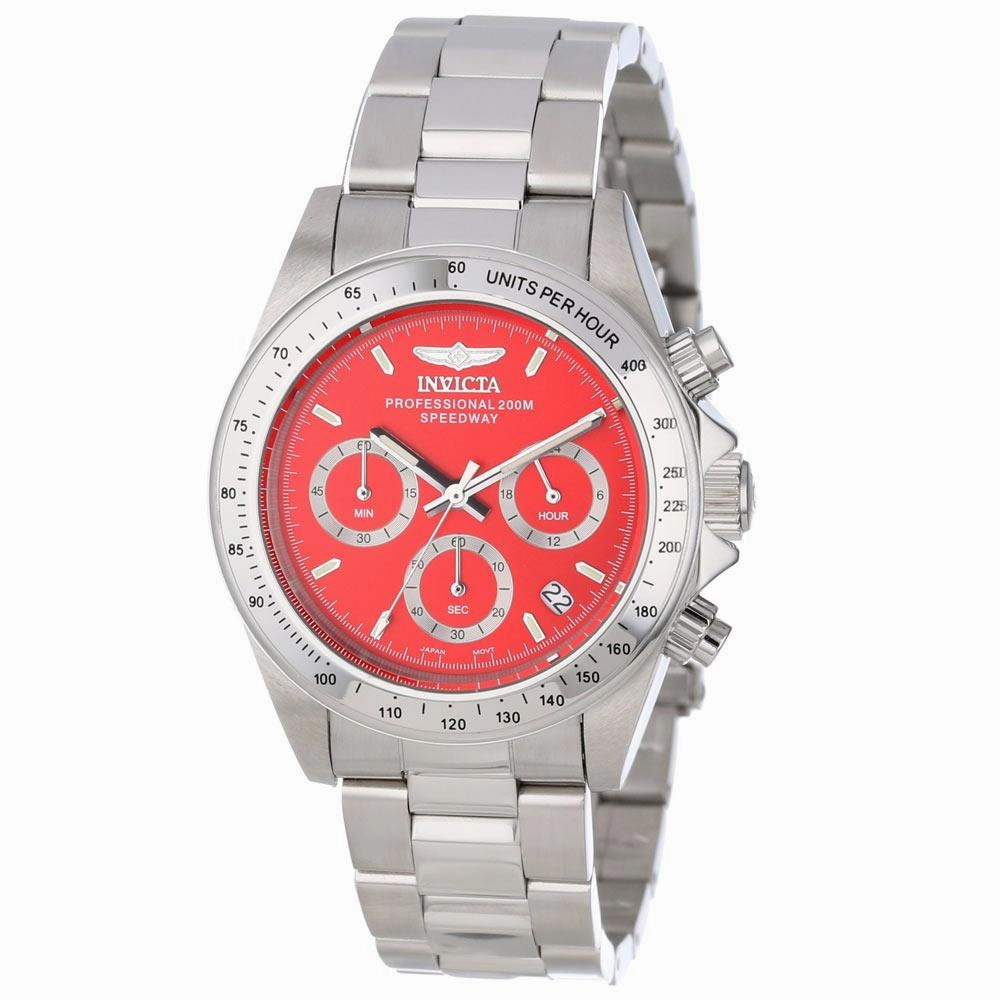 Invicta 14380 Men's Red Dial Stainless Steel Speedway Chronograph