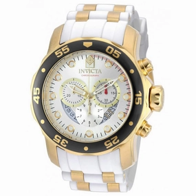 Invicta 20292 Men's Steel & Polyurethane Strap Swiss Quartz Pro Diver Chrono Silver Dial Date Watch