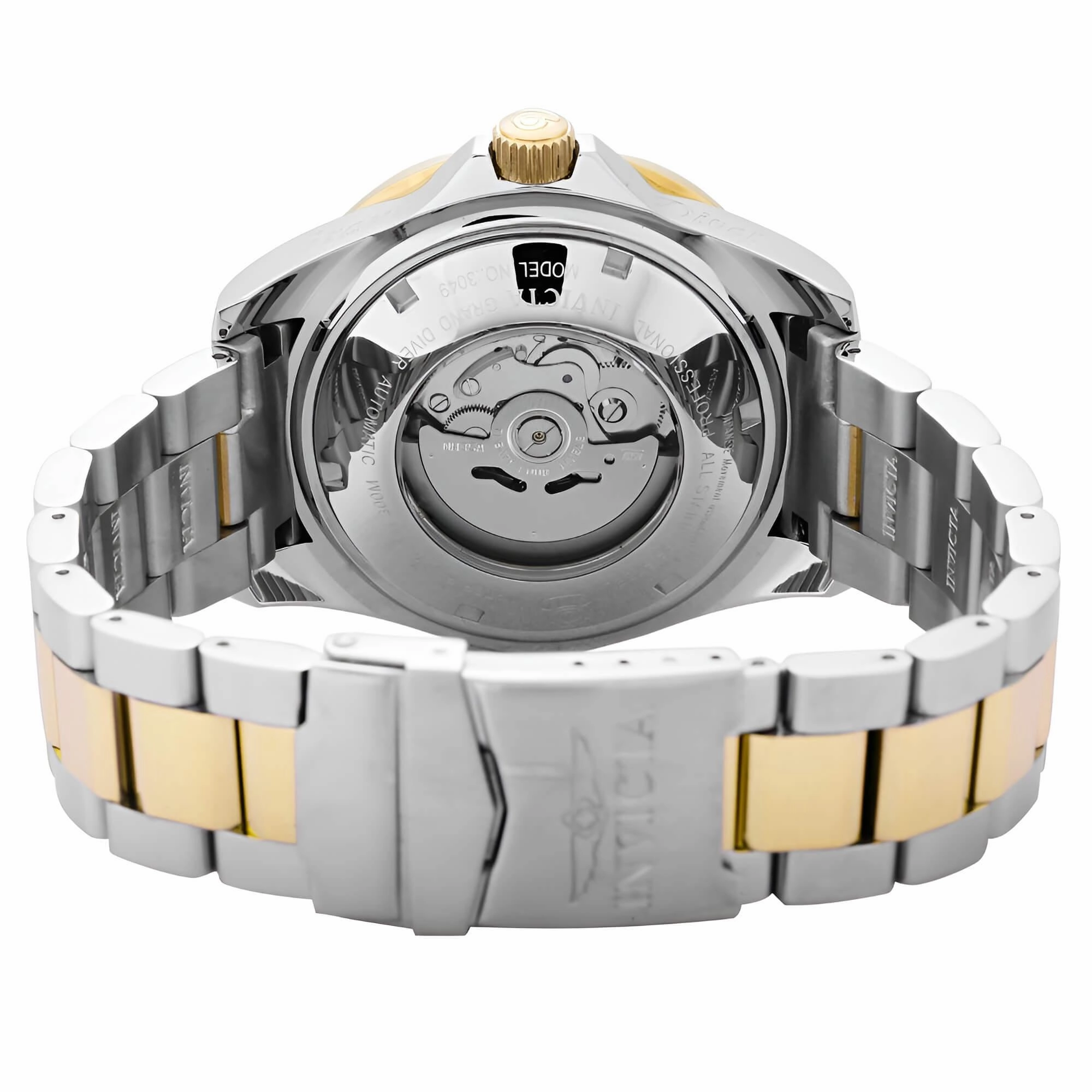 Invicta 3049 Men's Two Tone Yellow Bracelet Automatic Grand Diver Blue Dial Date Watch