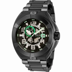 Invicta Men's Automatic Watch - Akula Black SS Bracelet Semi Skeleton Dial | 32711