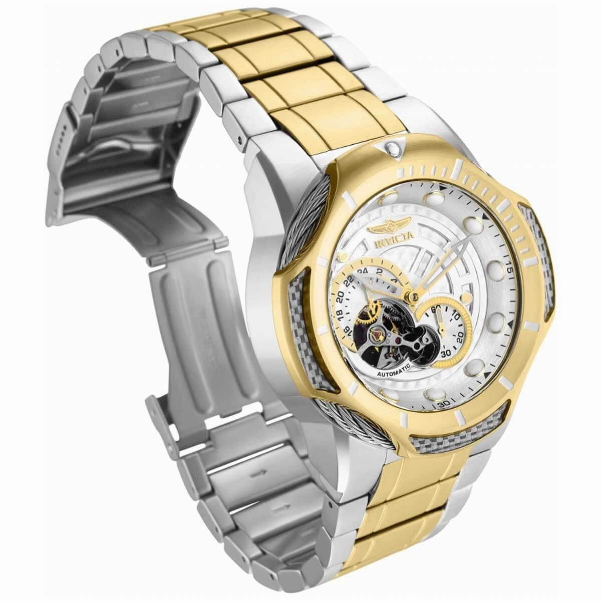 Invicta Men's Automatic Watch - Bolt Gold and Silver Dial Two Tone Bracelet | 31175