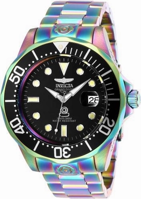 Invicta Men's Automatic Watch - Grand Diver Black Dial Iridescent Steel Dive | 26601