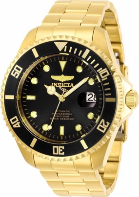 Invicta Men's Automatic Watch - Pro Diver Black Dial Yellow Gold Bracelet | 28948