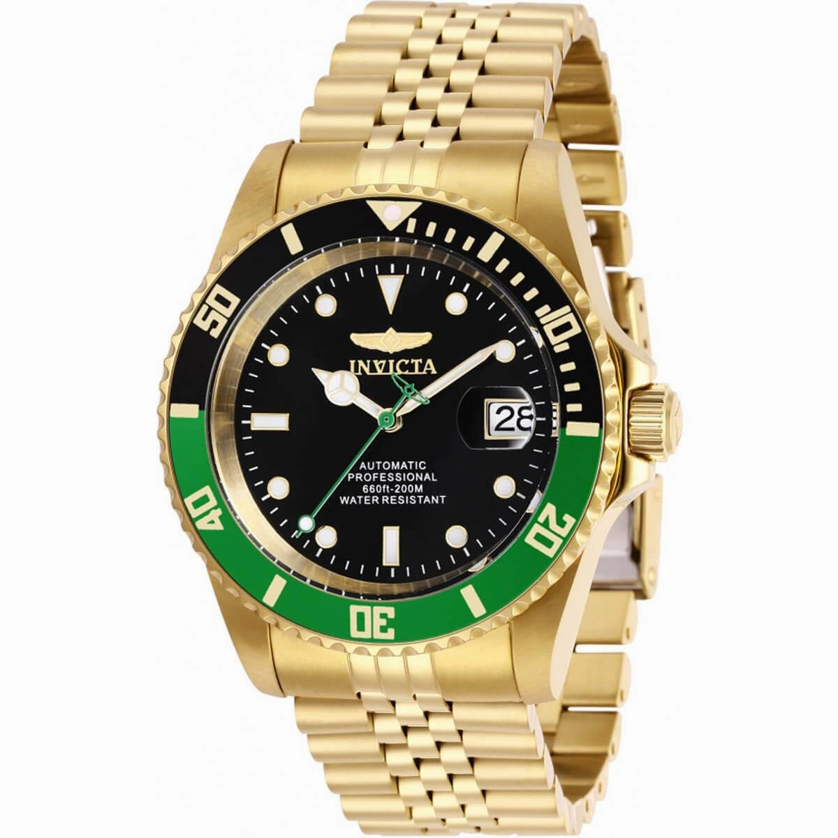 Invicta Men's Automatic Watch - Pro Diver Black Dial Yellow Gold Bracelet | 29184
