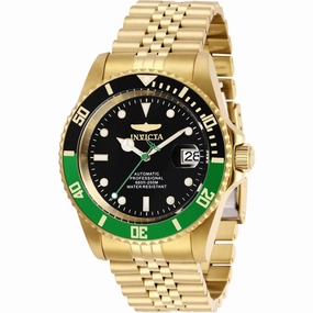 Invicta Men's Automatic Watch - Pro Diver Black Dial Yellow Gold Bracelet | 29184