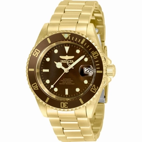 Invicta Men's Automatic Watch - Pro Diver Brown Dial Yellow Gold Bracelet | 35697