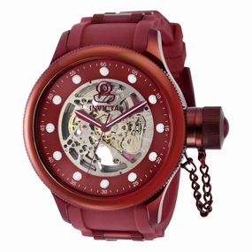 Invicta Men's Automatic Watch - Pro Diver Skeleton Dial Burgundy, Red Strap | 40740