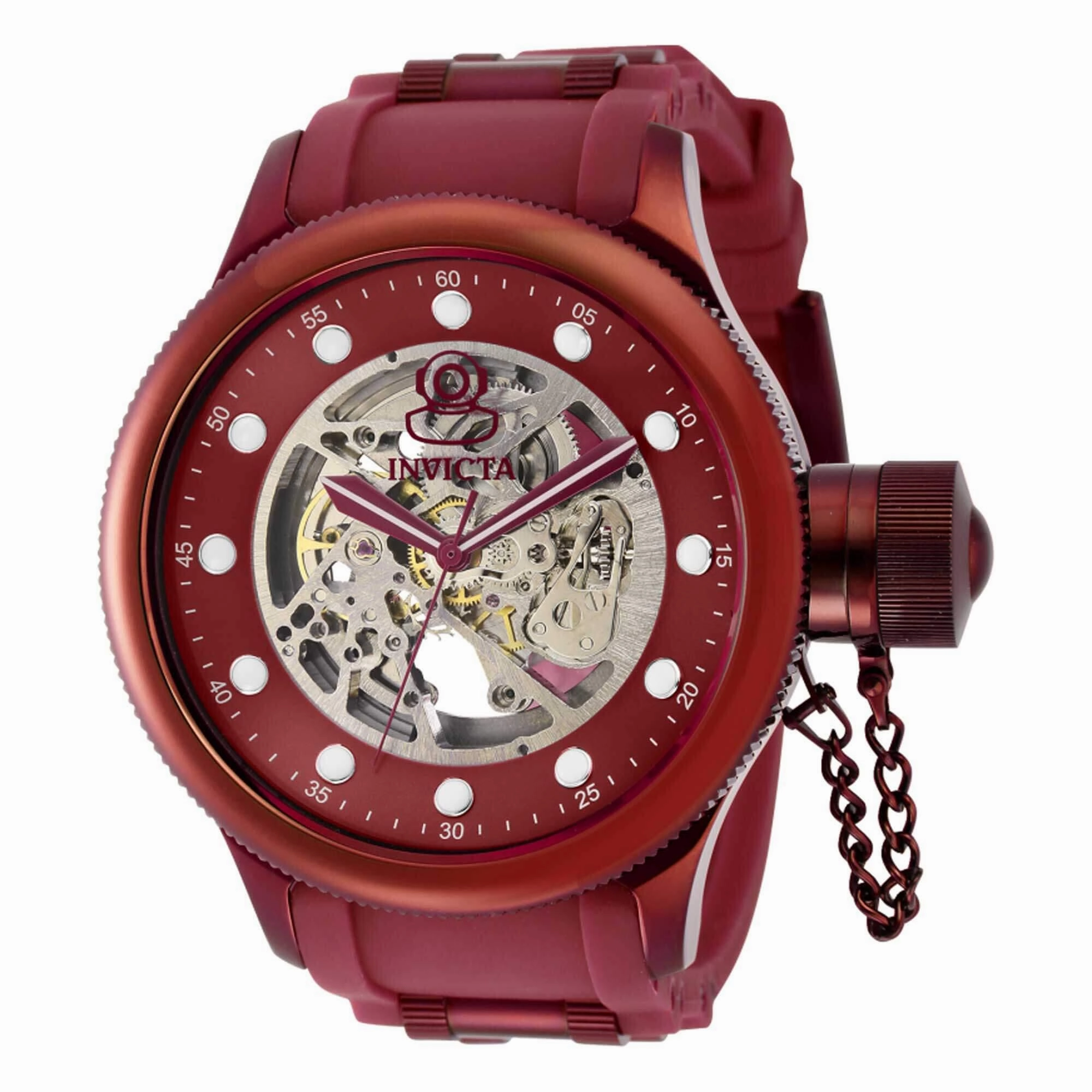 Invicta Men's Automatic Watch - Pro Diver Skeleton Dial Burgundy, Red Strap | 40740
