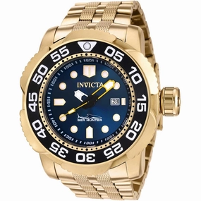 Invicta Men's Automatic Watch - Sea Hunter Blue Dial Yellow Gold Bracelet | 36378