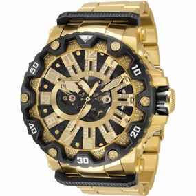 Invicta Men's Automatic Watch - Specialty Semi-Skeleton Dial Yellow Gold Steel | 35214