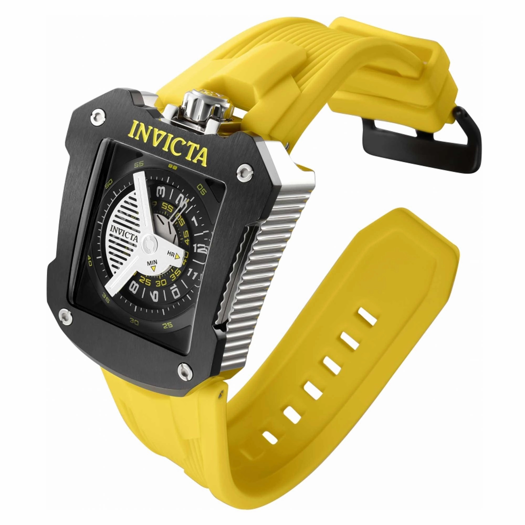 Invicta Men's Automatic Watch - Speedway Black and Silver Dial Yellow Strap | 41650