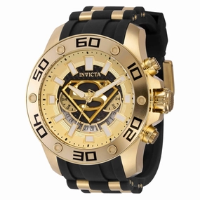 Invicta Men's Chrono Watch - DC Comics Superman Gold Tone and Black Dial Strap | 43593