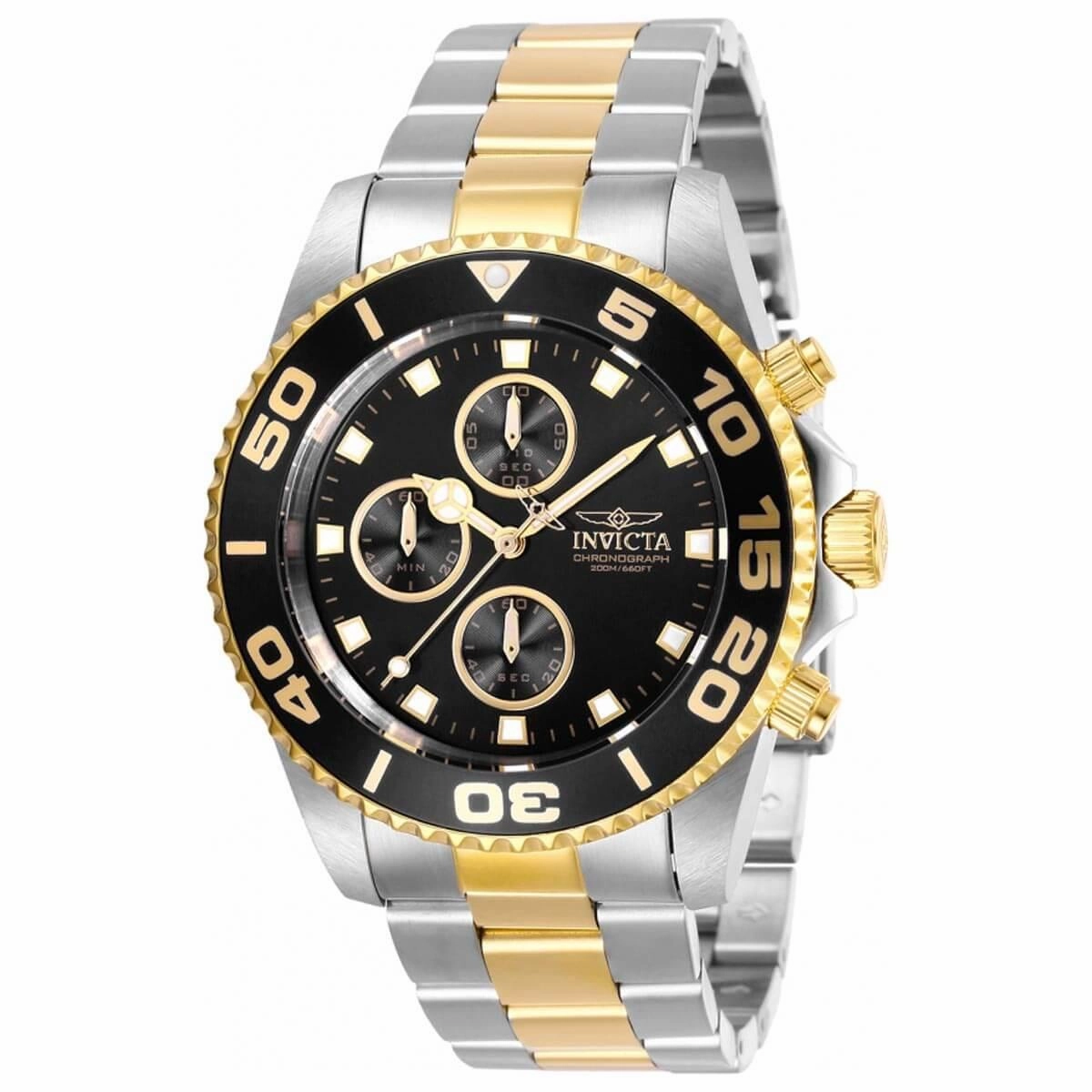 Invicta Men's Chrono Watch - Invicta Connection Black Dial Two Tone Bracelet | 28691