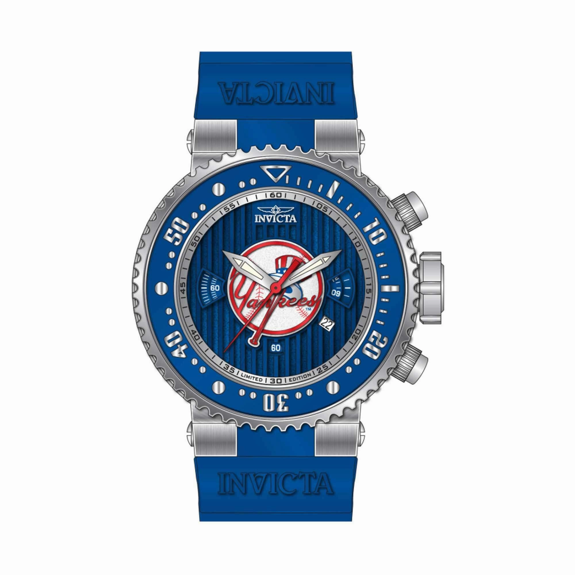 Invicta Men's Chrono Watch - MLB New York Yankees Quartz Blue Silicone Strap | 42358