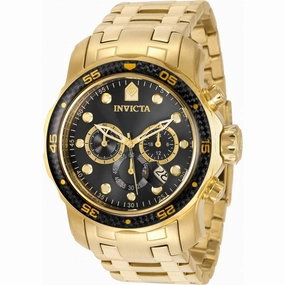 Invicta Men's Chrono Watch - Pro Diver Quartz Black and Gold Dial Bracelet | 35398