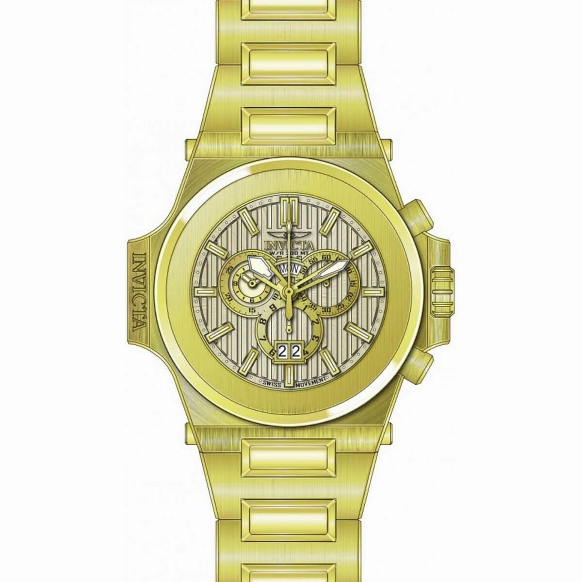Invicta Men's Chrono Watch - Reserve Akula Champagne Dial Yellow Gold Bracelet | 31676