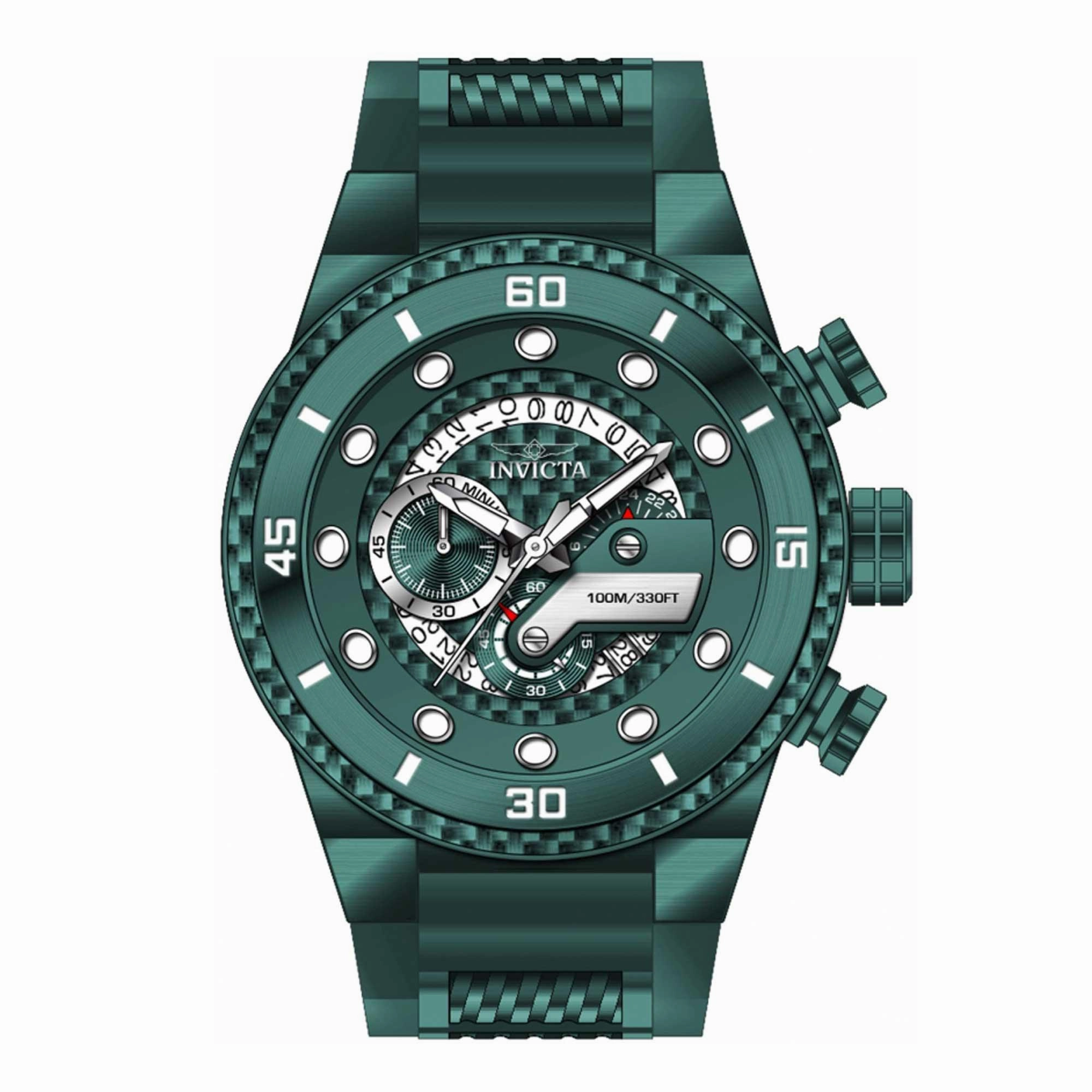 Invicta Men's Chrono Watch - S1 Rally Quartz Green Steel and Rubber Strap | 40753