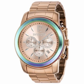 Invicta Men's Chrono Watch - Specialty iridescent Bezel Rose Gold Bracelet | 40493