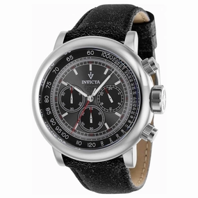 Invicta Men's Chrono Watch - Vintage Gunmetal and Black Dial Leather Strap | 39032