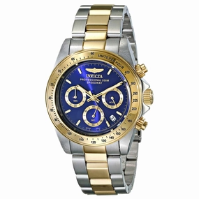 Invicta Men's Chronograph Two Tone Watch - Speedway Quartz Blue Dial Date | 3644