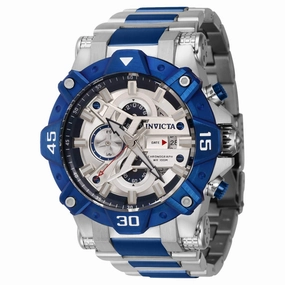 Invicta Men's Chronograph Watch - Aviator Silver Tone and Blue Dial Bracelet | 40184