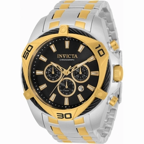 Invicta Men's Chronograph Watch - Bolt Black and Gold Tone Two Tone Bracelet | 34124