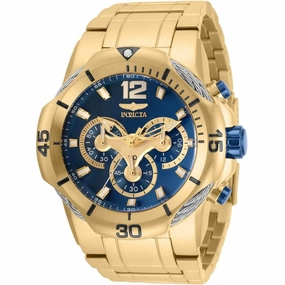 Invicta Men's Chronograph Watch - Bolt Blue Dial Yellow Gold Bracelet | 31165