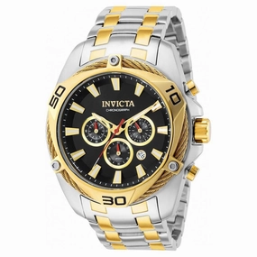Invicta Men's Chronograph Watch - Bolt Quartz Black Dial Two Tone Bracelet | 38571