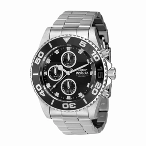 Invicta Men's Chronograph Watch - Pro Diver Black Dial Silver Tone Bracelet | 43405