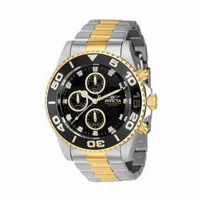 Invicta Men's Chronograph Watch - Pro Diver Black Dial Two Tone Bracelet | 43407