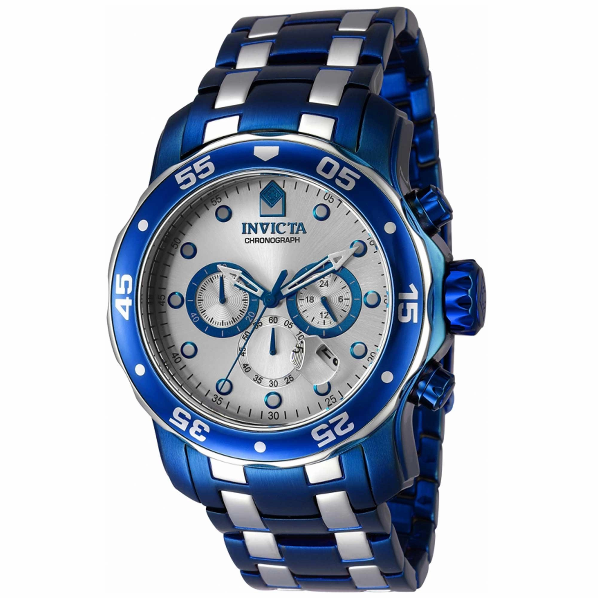 Invicta Men's Chronograph Watch - Pro Diver Blue and Silver Dial Bracelet | 40923