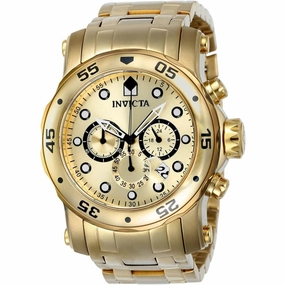 Invicta Men's Chronograph Watch - Pro Diver Gold Tone Dial Bracelet | 23652