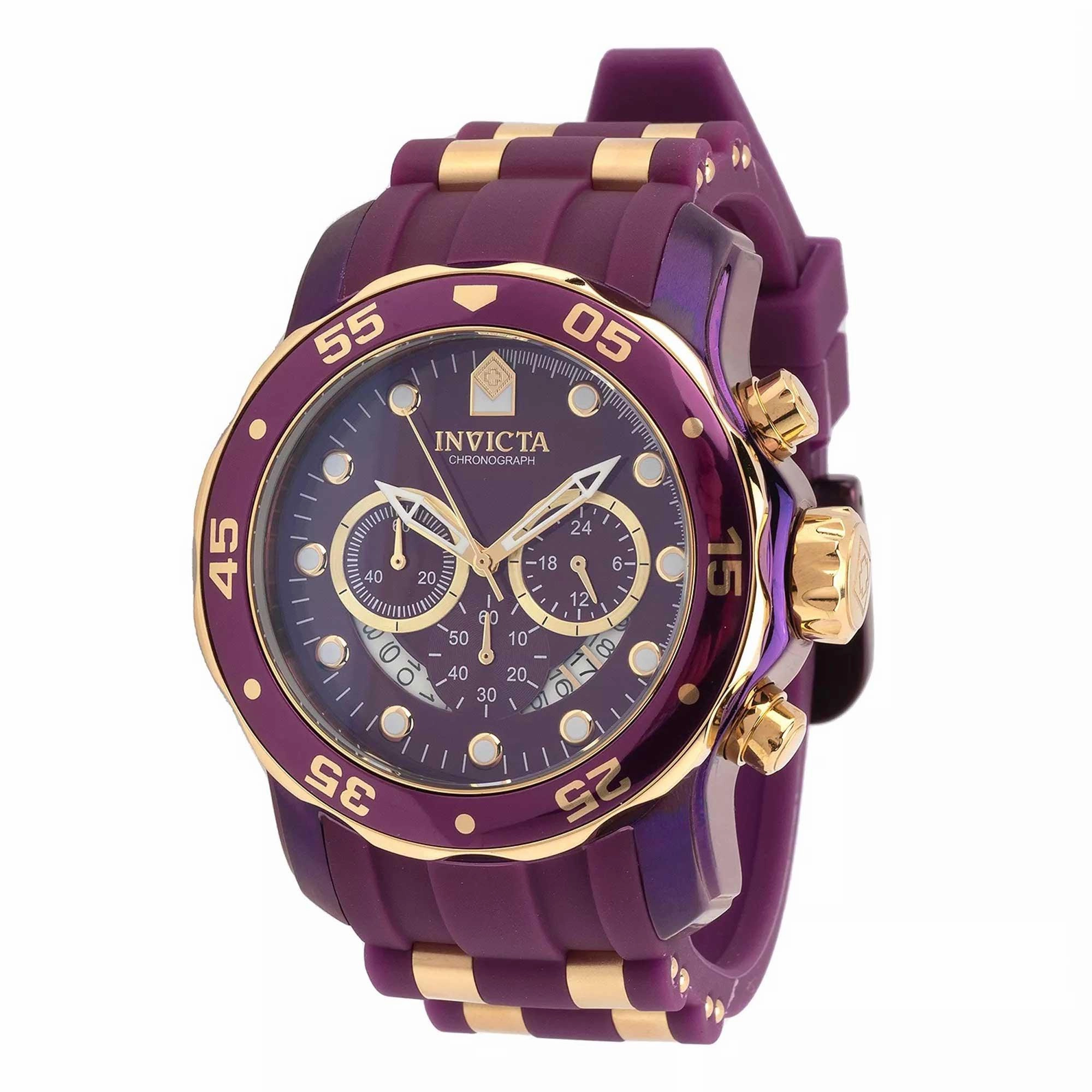 Invicta Men's Chronograph Watch - Pro Diver Purple and Yellow Gold Strap | 40933