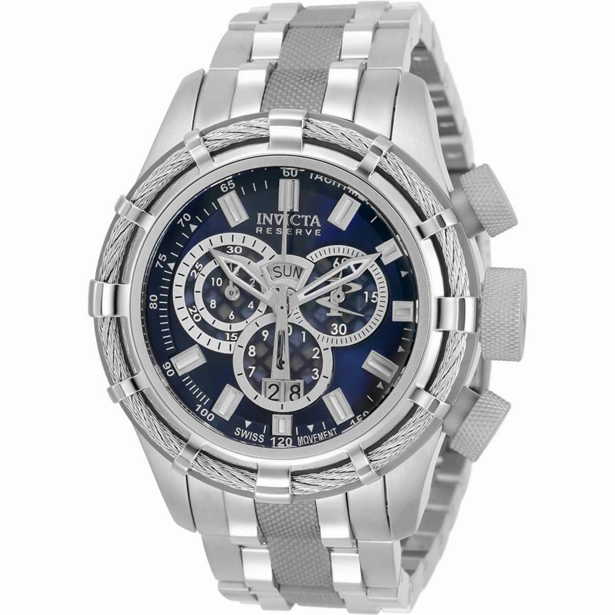 Invicta Men's Chronograph Watch - Reserve Bolt Blue and Silver Dial Bracelet | 33308