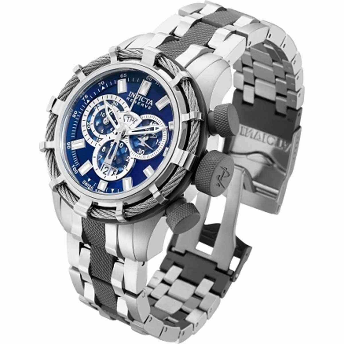Invicta Men's Chronograph Watch - Reserve Bolt Blue and Silver Dial Bracelet | 33308