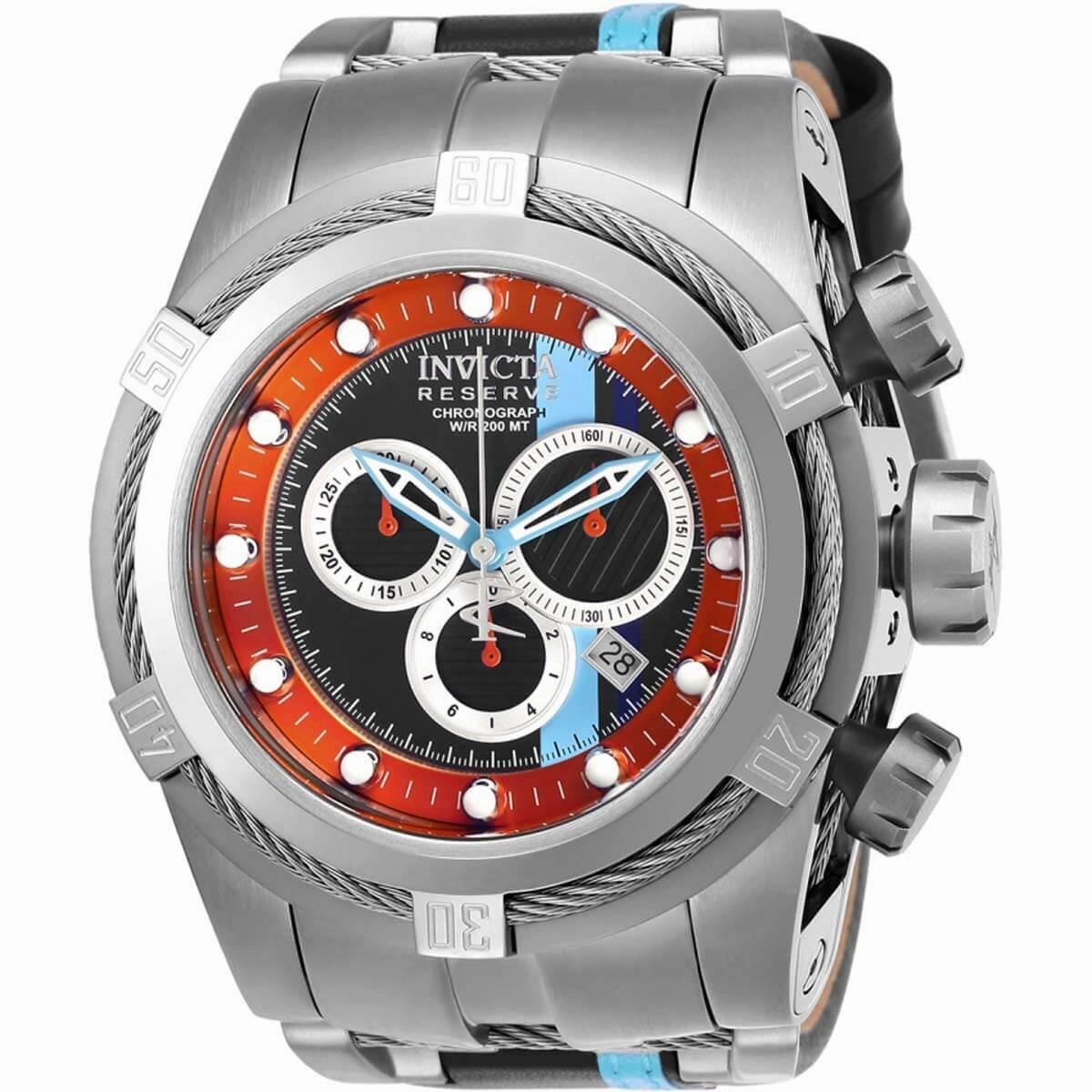 Invicta Men's Chronograph Watch - Reserve Bolt Zeus Black and Light Blue Strap | 26471