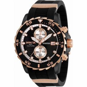Invicta Men's Chronograph Watch - Sea Vulture Black Dial Silicone Strap | 35036