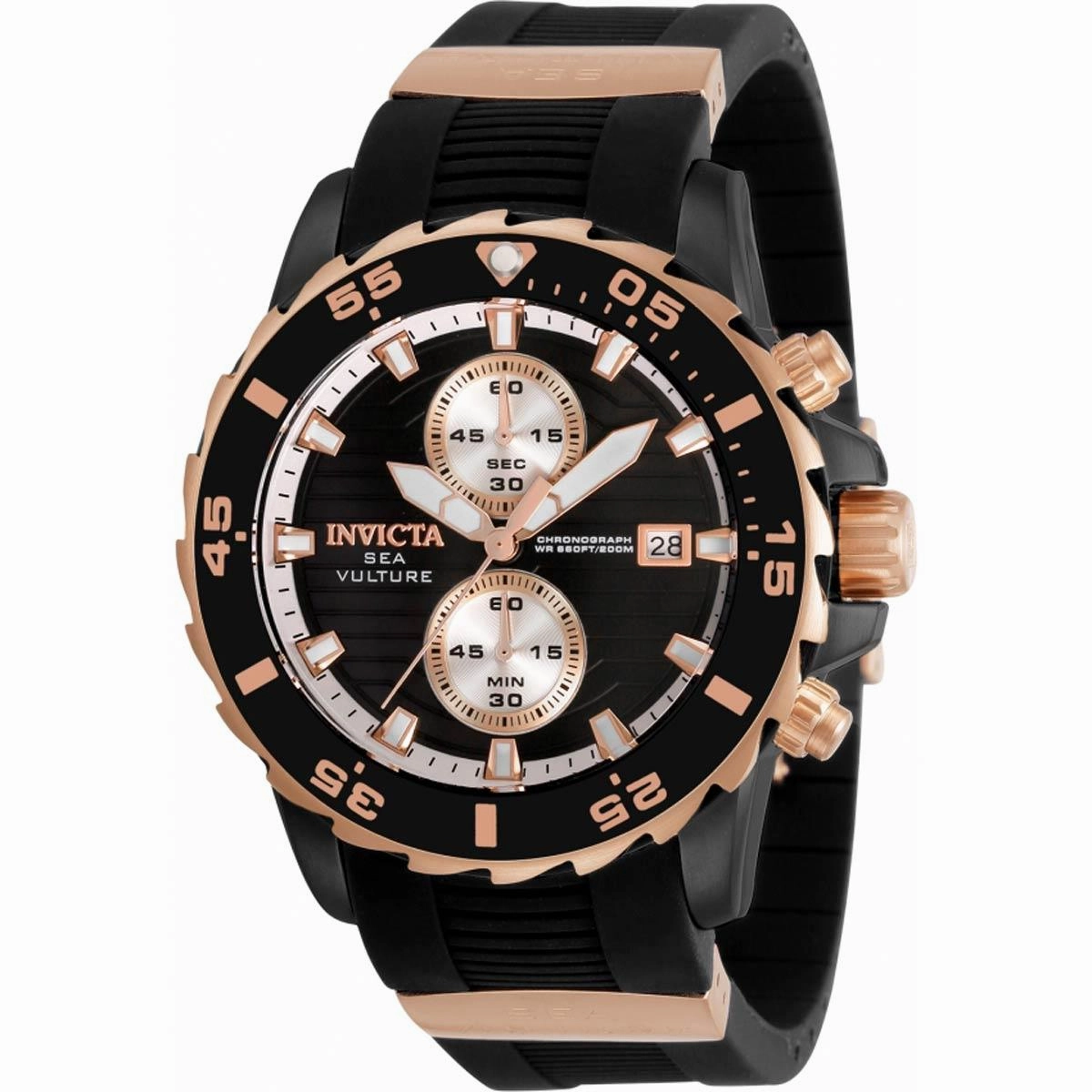 Invicta Men's Chronograph Watch - Sea Vulture Black Dial Silicone Strap | 35036