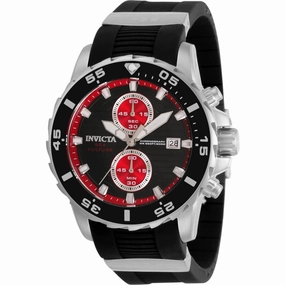 Invicta Men's Chronograph Watch - Sea Vulture Quartz Black and Red Dial Strap | 35034