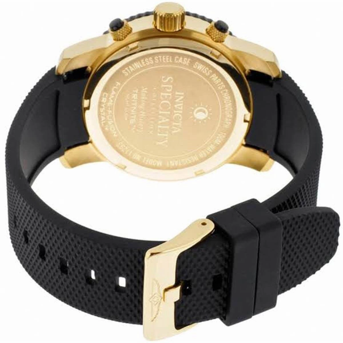 Invicta Men's Chronograph Watch - Specialty Yellow Gold Case Black Strap | 11293