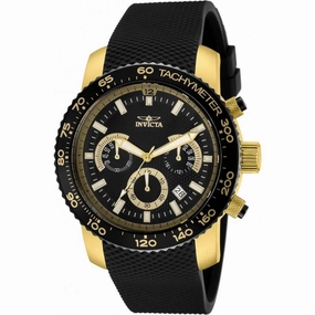 Invicta Men's Chronograph Watch - Specialty Yellow Gold Case Black Strap | 11293