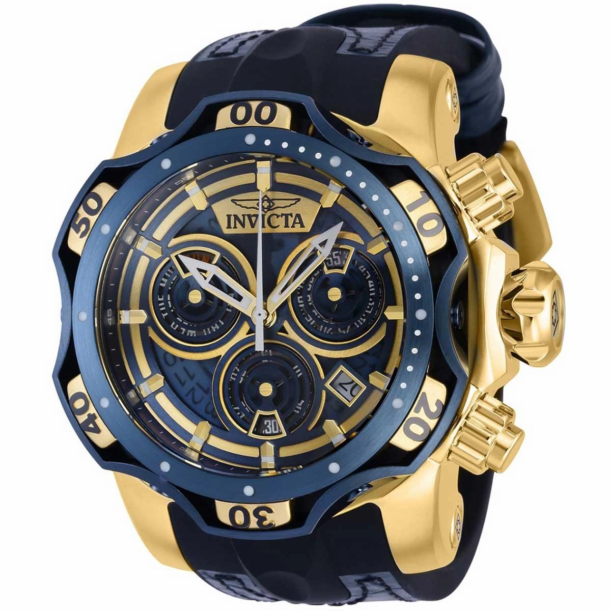 Invicta Men's Chronograph Watch - Venom Quartz Blue and Gold Tone Strap Dive | 38716