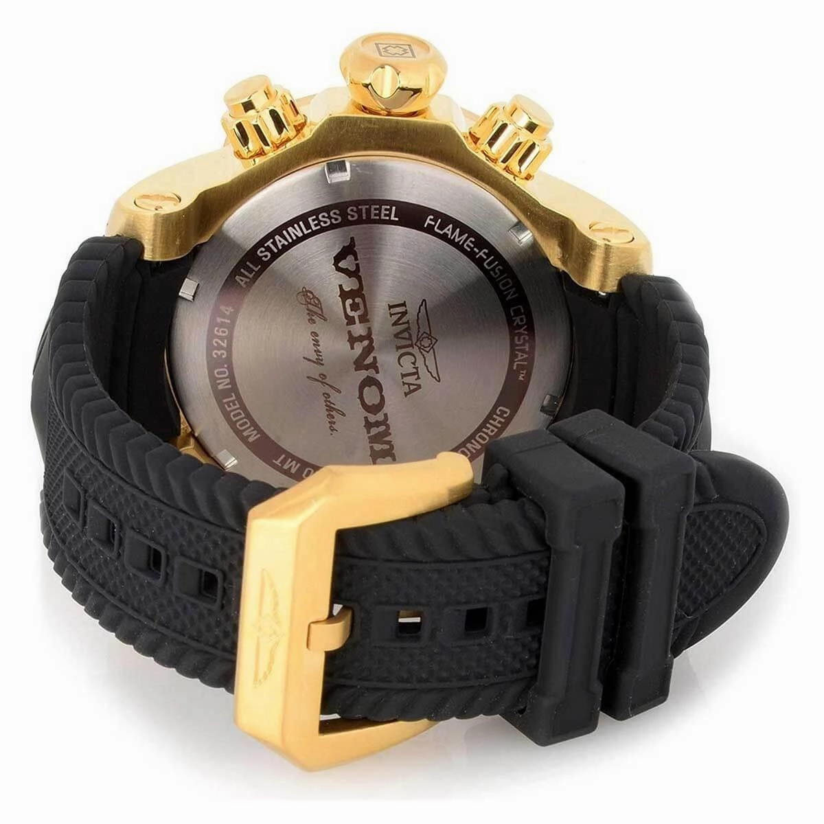Invicta Men's Chronograph Watch - Venom Yellow Gold Case Blue Dial Black Strap | 32614