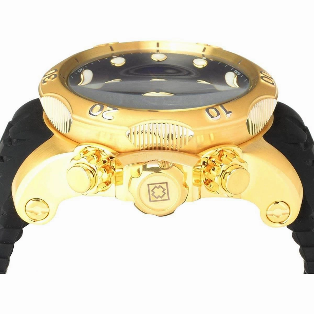 Invicta Men's Chronograph Watch - Venom Yellow Gold Case Blue Dial Black Strap | 32614